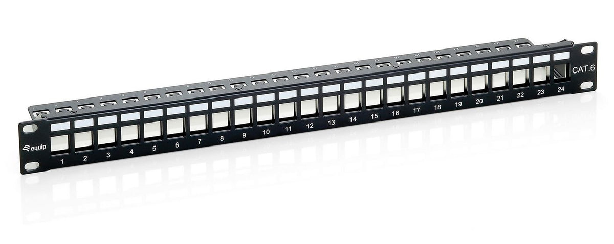 Equip PatchPanel Cat.6 24 Port equip 24-Port Keystone Cat.6 Shielded Patch Panel, Black, Cat6, Black, Rack mounting, 1U, 44 mm, 483 mm
