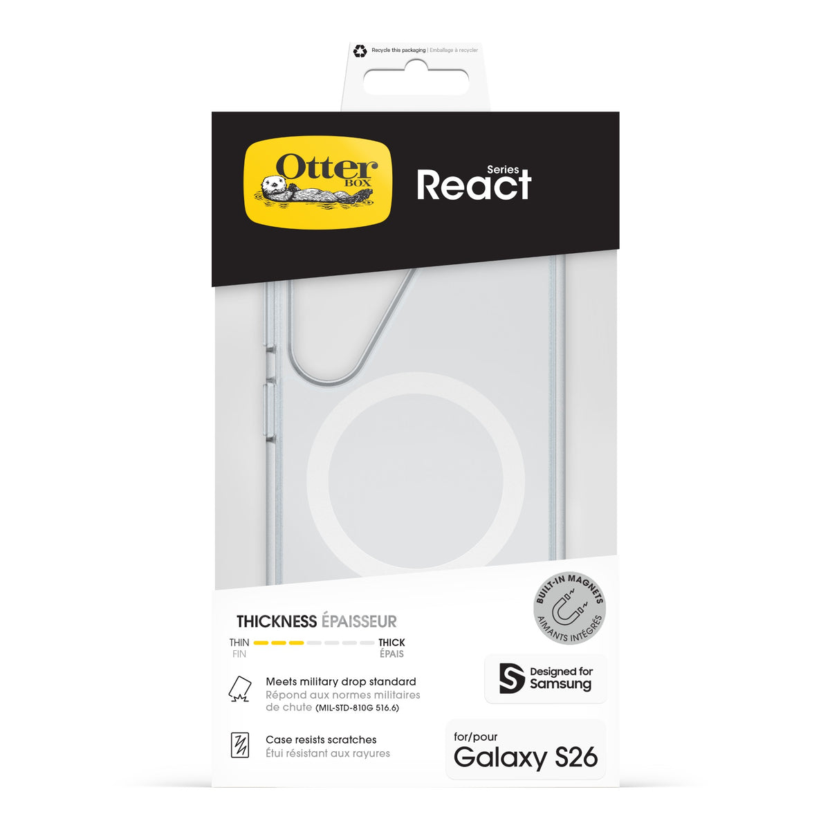 OtterBox React Magnets Series for Samsung Galaxy S26, transparent