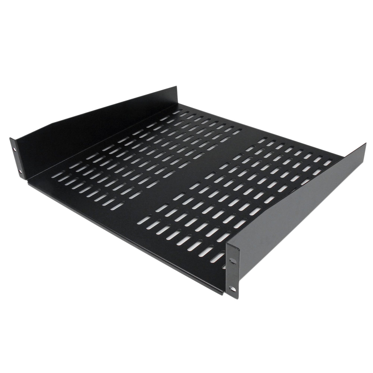 StarTech.com 2U Server Rack Shelf - Universal Vented Rack Mount Cantilever Tray for 19" Network Equipment Rack & Cabinet - Heavy Duty Steel - Weight Capacity 50lb/23kg - 16" Deep Shelf, Black - TAA