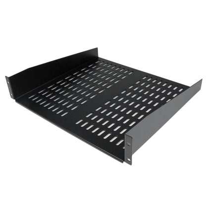 StarTech.com 2U Server Rack Shelf - Universal Vented Rack Mount Cantilever Tray for 19" Network Equipment Rack & Cabinet - Heavy Duty Steel - Weight Capacity 50lb/23kg - 16" Deep Shelf, Black - TAA
