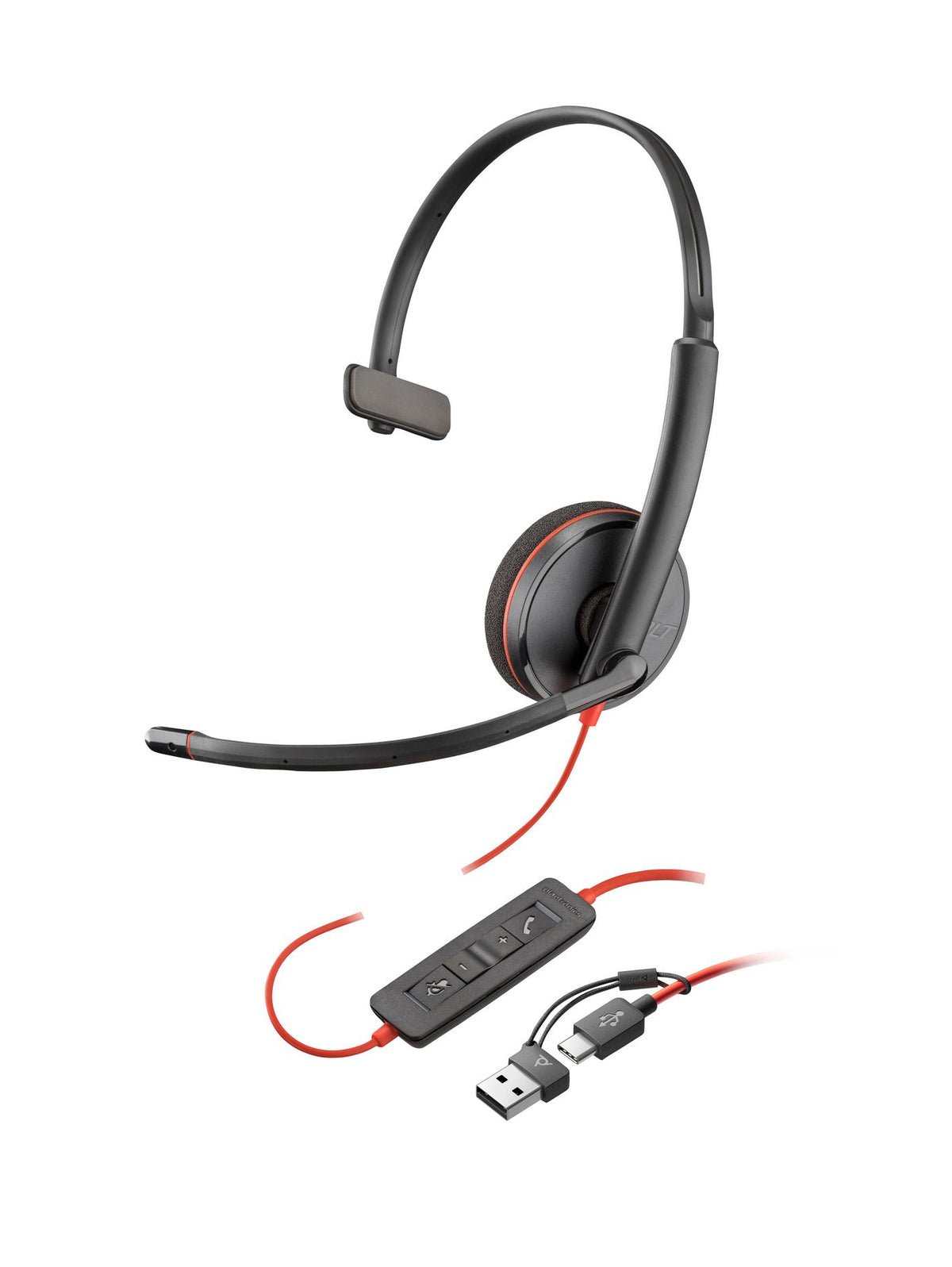 Poly Blackwire 3210 Monaural USB-C Headset (Bulk) Wired Head-band Office/Call center USB Type-C Black