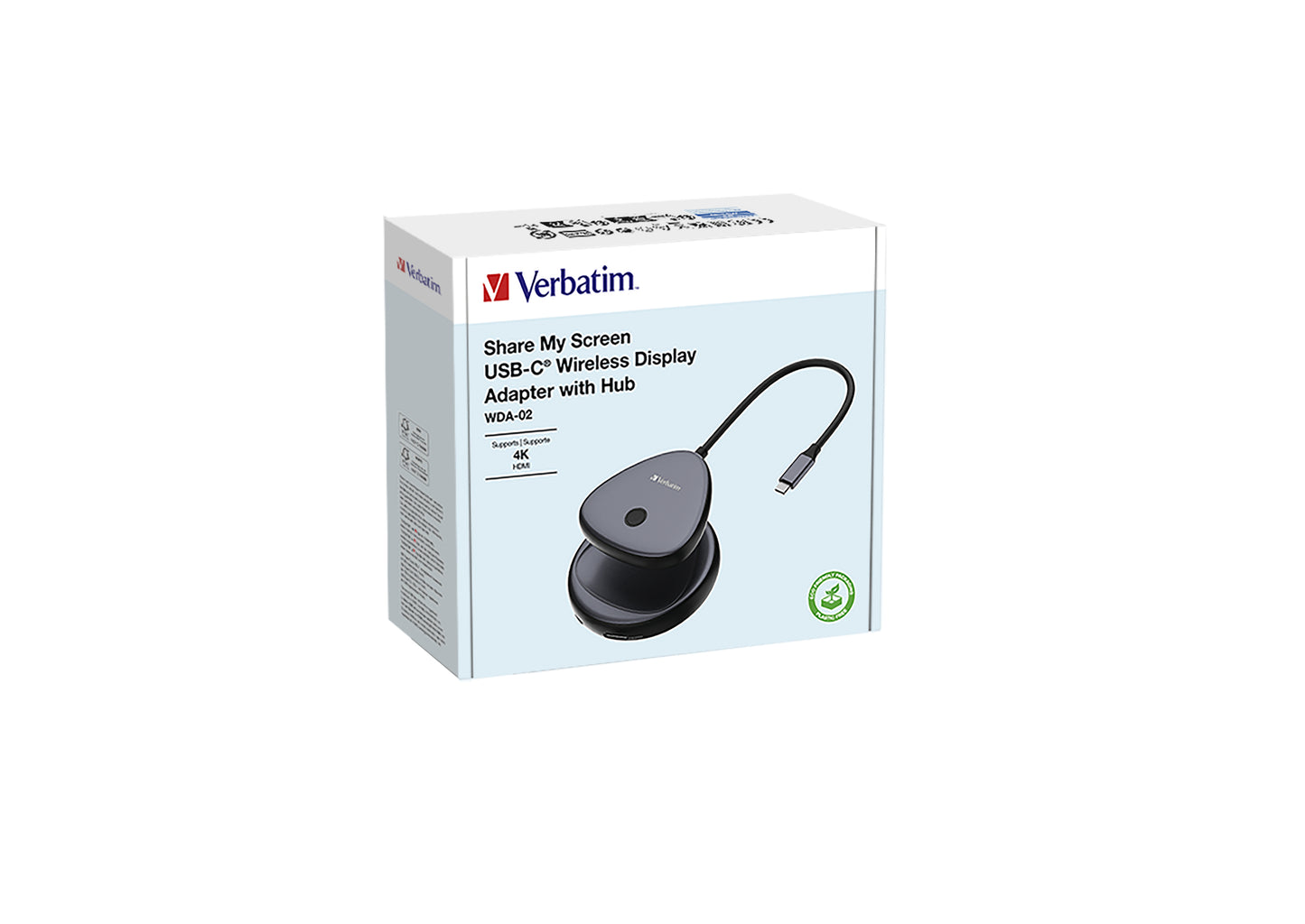 Verbatim Share My Screen USB-C Wireless Display Adapter 4K with Hub WDA-02