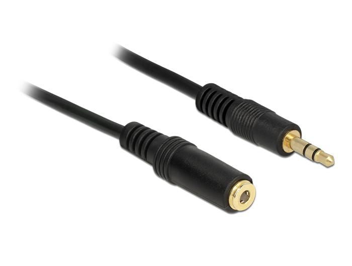 Delock Stereo Jack Extension Cable 3.5 mm 3 pin male <gt/> female 2 m black 83766, 3.5mm, Male, 3.5mm, Female, 2 m, Black