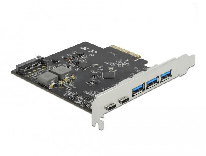 Delock PCI Express x4 Card to 2 x USB Type-CT + 3 x USB Type-A - SuperSpeed USB 10 Gbps