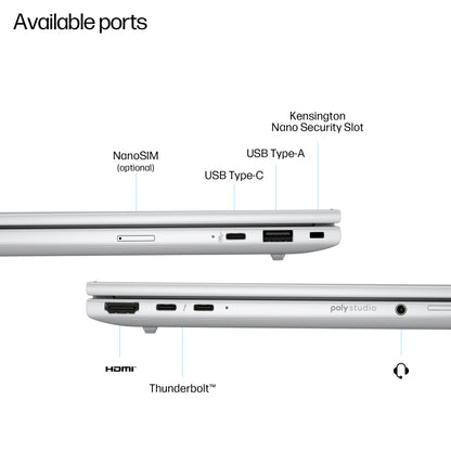 HP EliteBook 8 G1i 14 inch Notebook AI PC Wolf Pro Security Edition Intel Core Ultra 7 255U Laptop 35.6 cm (14") WUXGA 16 GB DDR5-SDRAM 512 GB SSD Wi-Fi 6E (802.11ax) Windows 11 Pro Silver