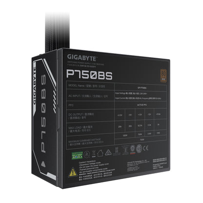 GIGABYTE P750BS Power Supply - PCI-E 6+2 Pin x 4, 80 PLUS Bronze, 120mm Fan, ATX compatible, EU Plug