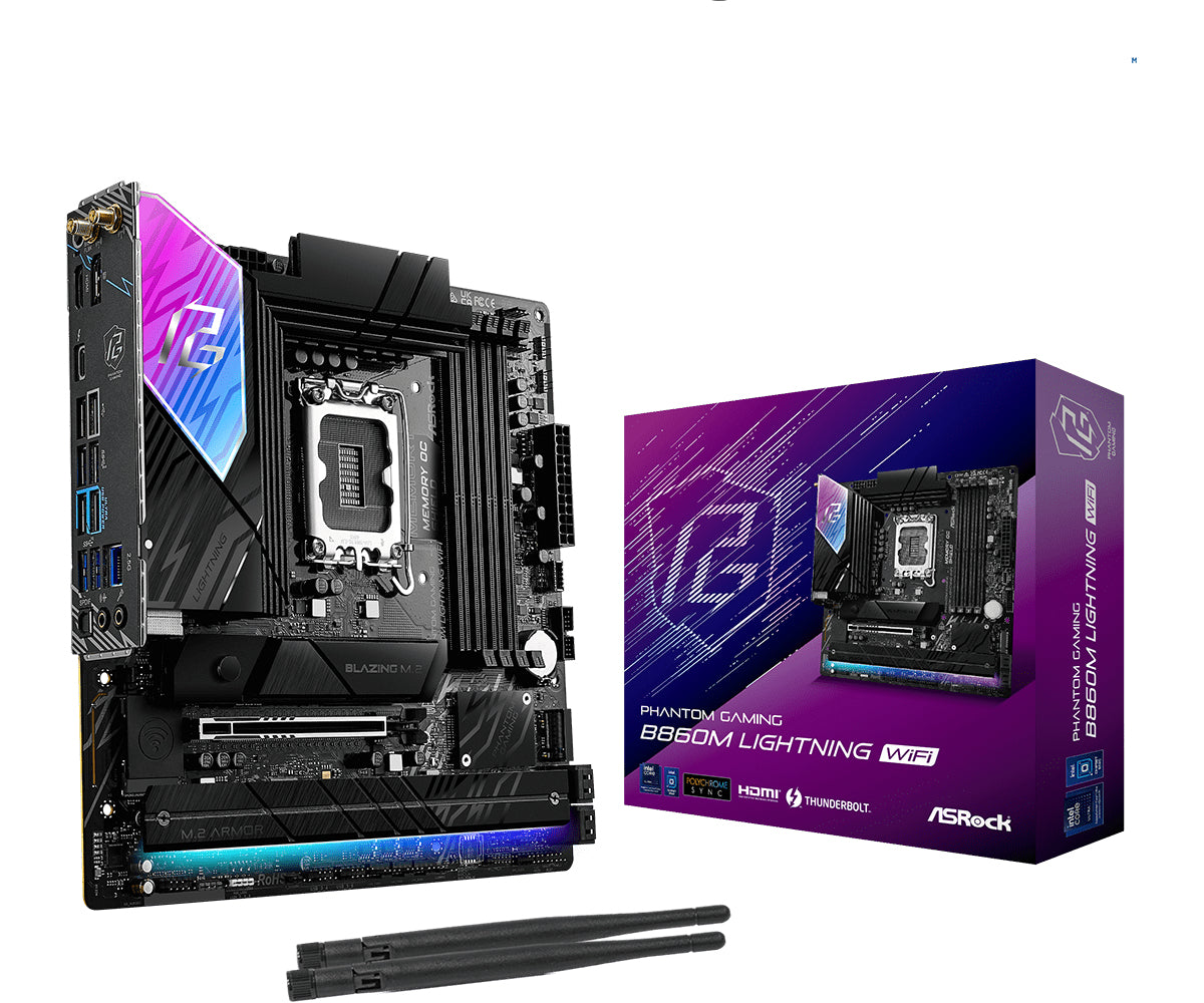 Asrock B860M Lightning WiFi Intel B860 LGA 1851 (Socket V1) micro ATX