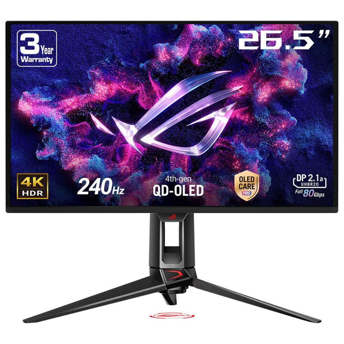 Asus Rog Swift Oled Pg27Ucdm Computer Monitor 67.3 Cm (26.5") 3840 X 2160 Pixels 4K Ultra Hd Qd-Oled Black