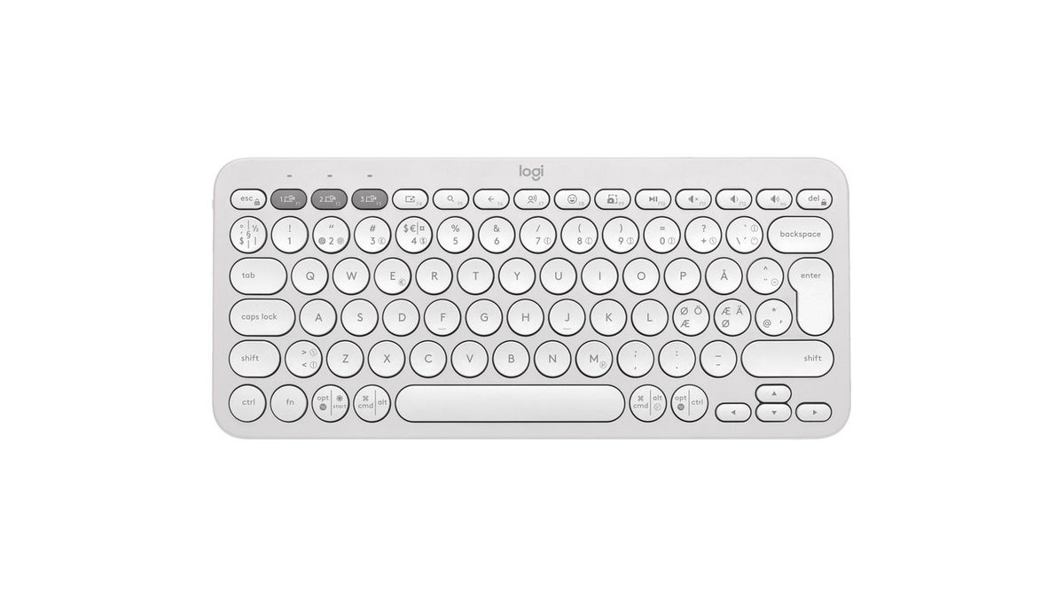 Logitech Pebble Keys 2 K380S Keyboard Rf Wireless + Bluetooth Qwerty Danish, Finnish, Norwegian, Swedish White