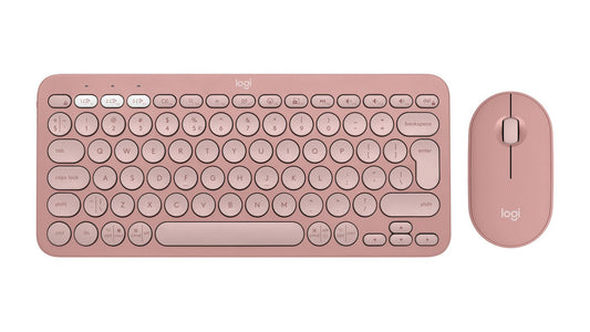 Logitech Pebble 2 Combo Keyboard Mouse Included Rf Wireless + Bluetooth Qwerty Us International Pink