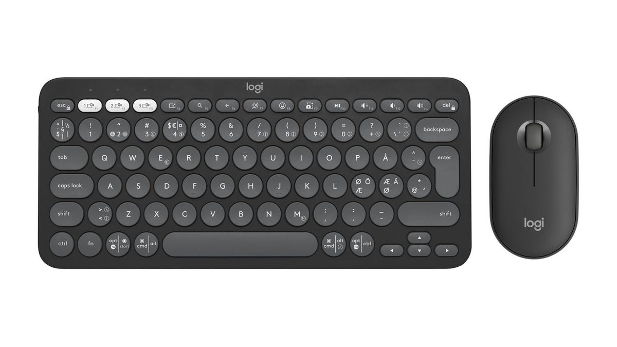 Logitech Pebble 2 Combo Keyboard Mouse Included Rf Wireless + Bluetooth Qwerty Danish, Finnish, Norwegian, Swedish Graphite