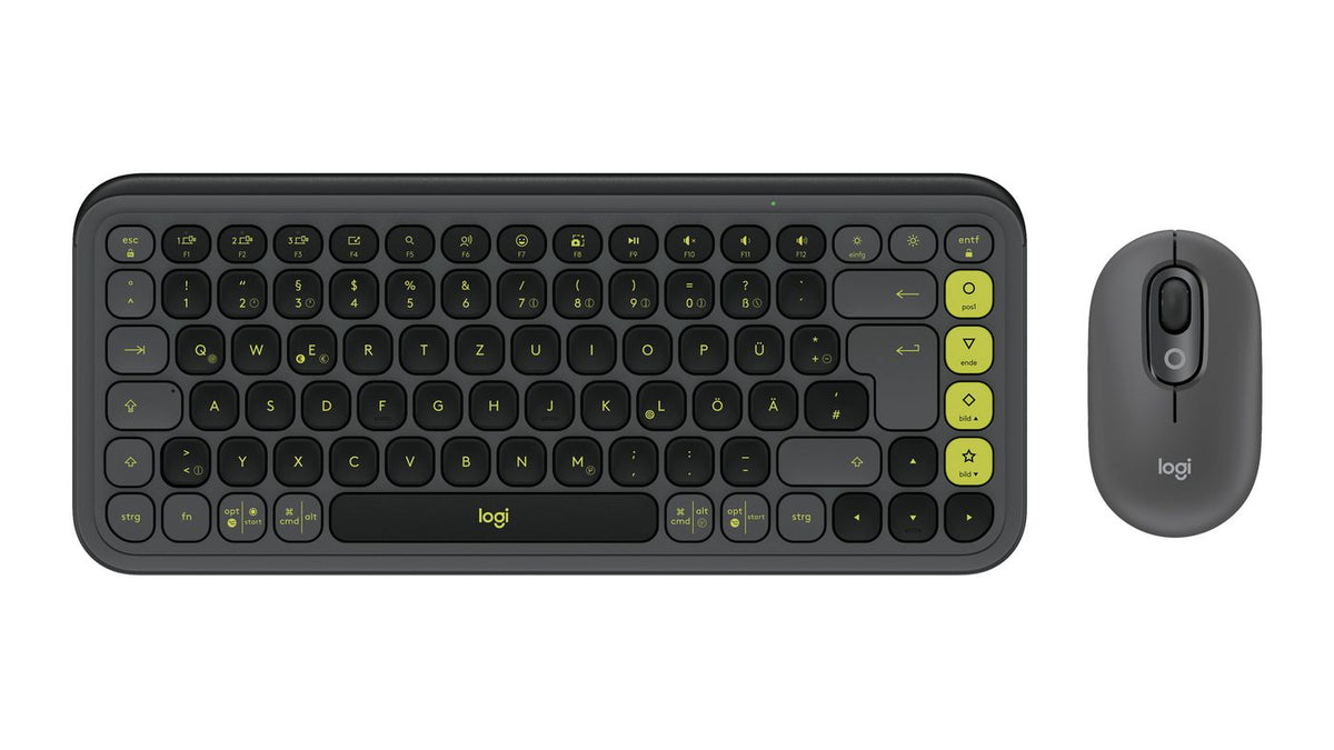 Logitech Pop Icon Combo Keyboard Mouse Included Universal Bluetooth Qwertz German Graphite, Green
