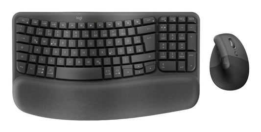 Logitech Wave Keys and Lift Combo keyboard Mouse included Universal Bluetooth QWERTZ German Graphite