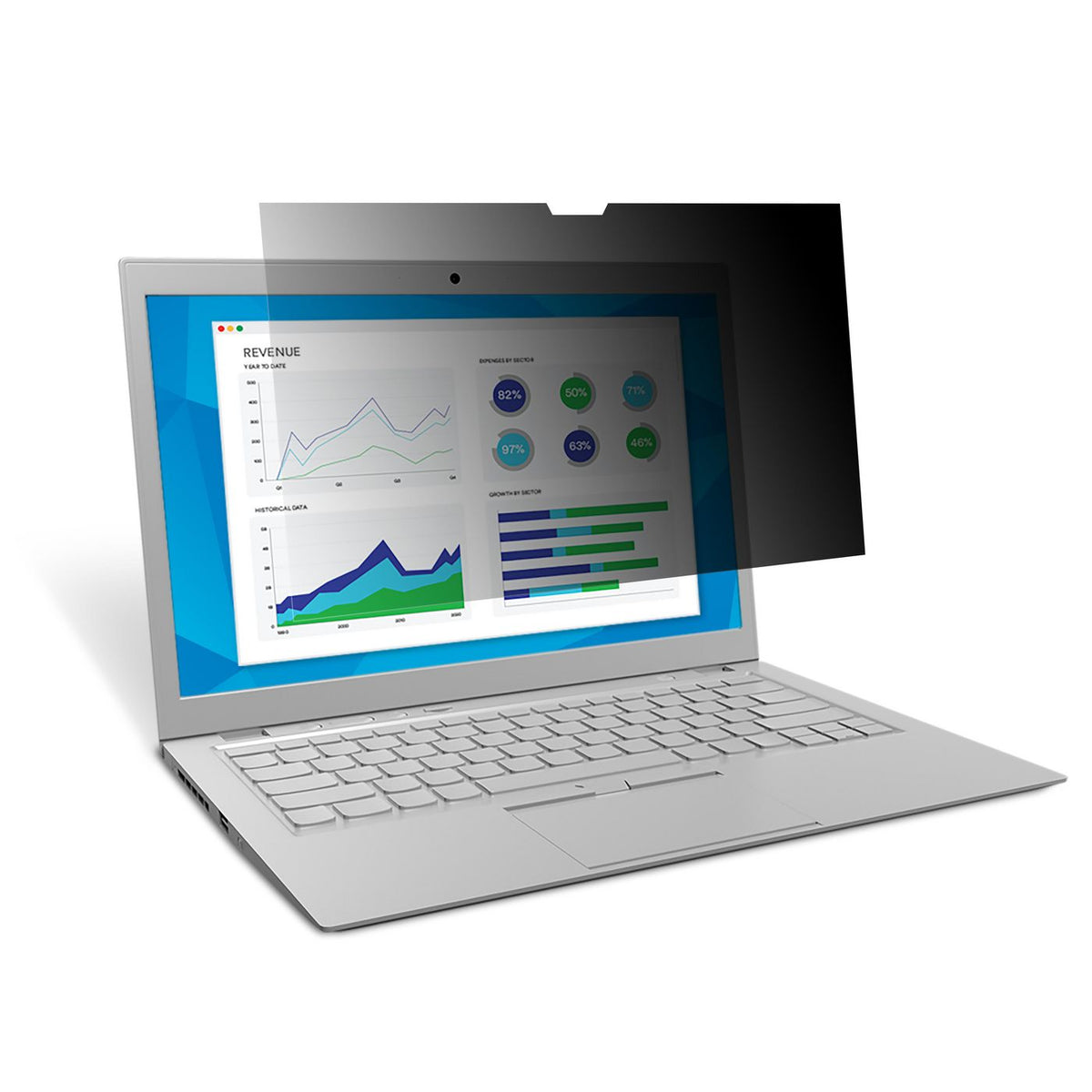 3M Privacy Filter 15.6" 16:9 COMPLY AntiGlare, Frameless, Black Screen Attachment: Attachment Strips and Slide Mount Tabs