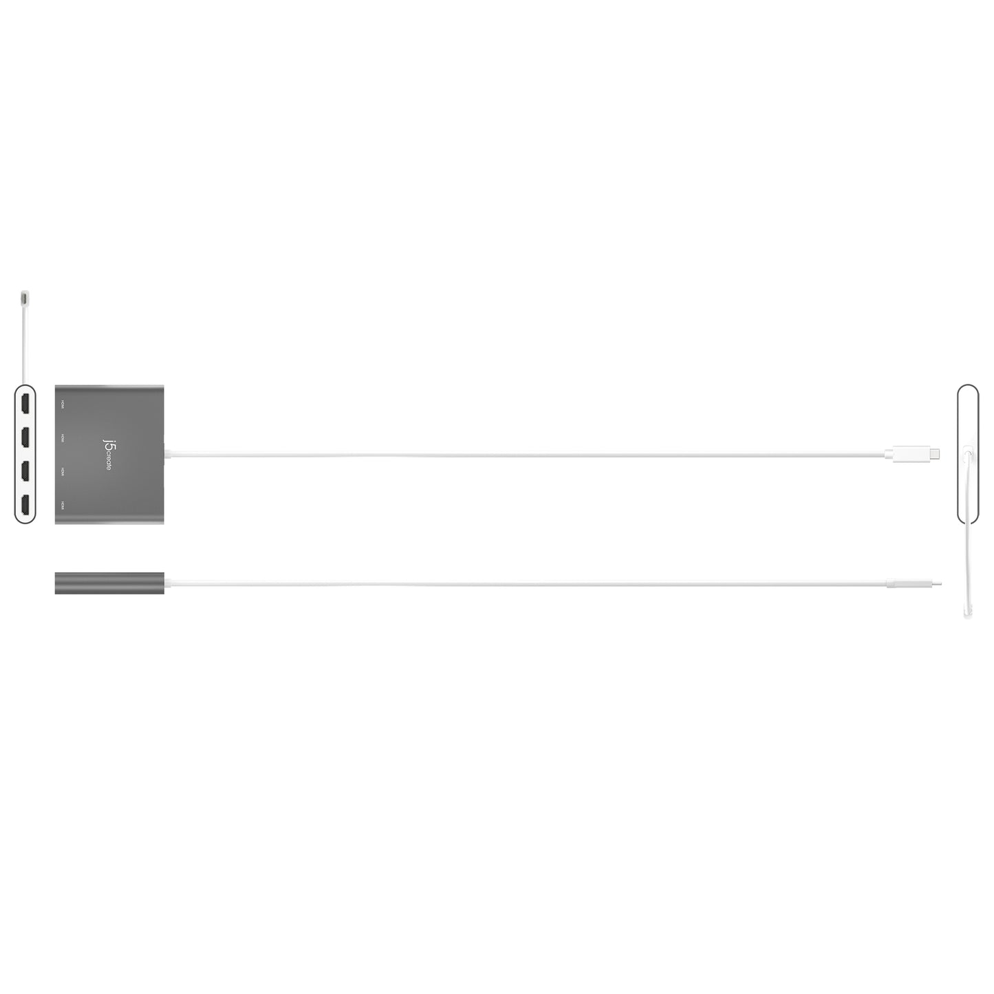 j5create JCA366-N USB-C™ to 4-Port HDMI™ Multi-Monitor Adapter, Silver