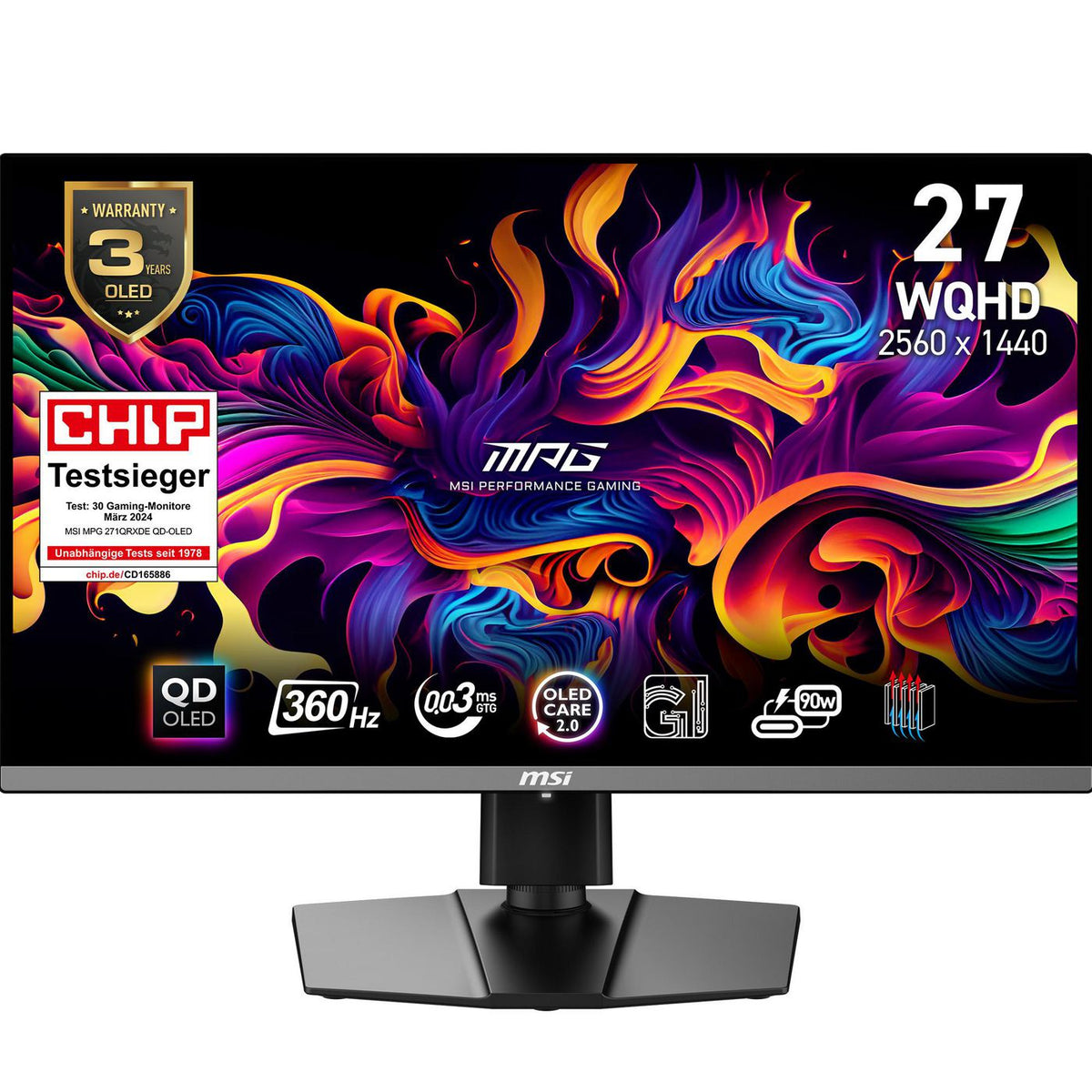 MSI Mpg 271Qrxde Qd-Oled Computer Monitor 67.3 Cm (26.5") 2560 X 1440 Pixels Wide Quad Hd Black