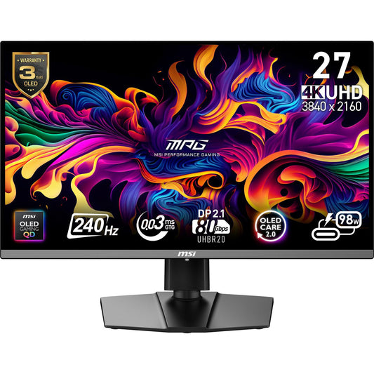 MSI Mpg 272Urxde Qd-Oled Computer Monitor 67.3 Cm (26.5") 3840 X 2160 Pixels 4K Ultra Hd Black