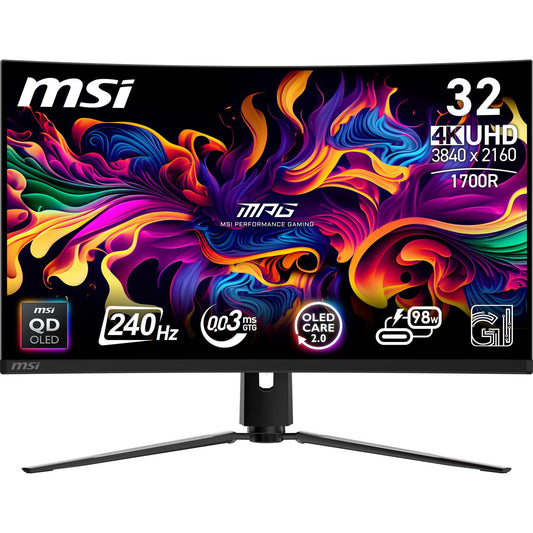 MSI Mpg 321Curxde Qd-Oled Computer Monitor 80 Cm (31.5") 3840 X 2160 Pixels 4K Ultra Hd Black