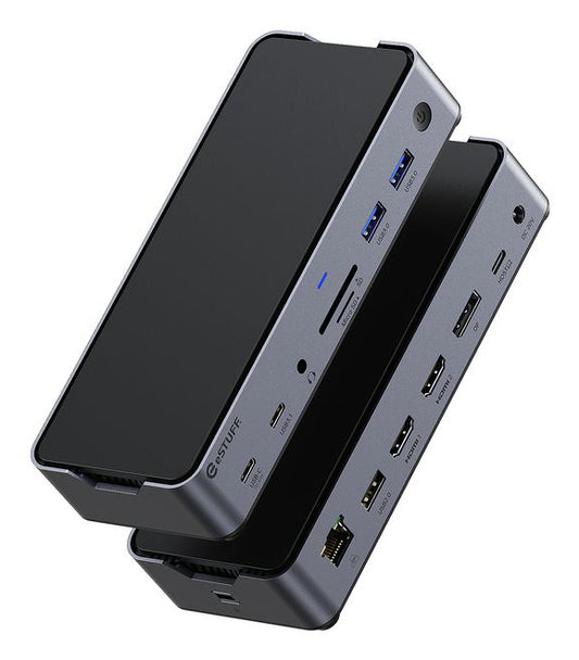 eSTUFF GLB232006 laptop dock/port replicator Wired Aluminium