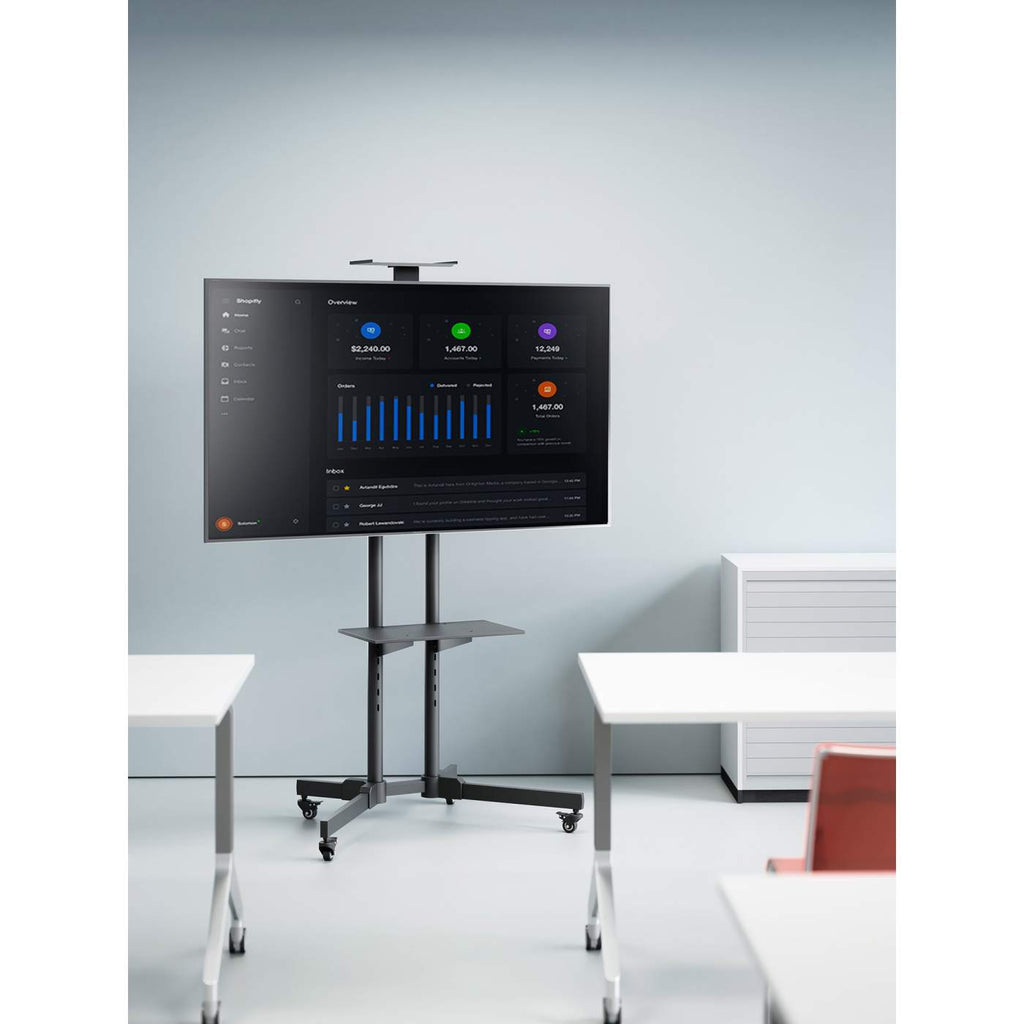 Manhattan Trolley Mount Stand for TV & Monitors, For screens 37" to 65", VESA compatibility: all between 200x200 to 600x400mm - check the dimensions of the four mounting holes on back of screen to ensure it fits, Max 40kg, Black, LFD, Bracket, Lifetime Wa