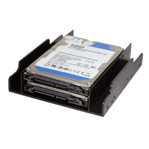 LogiLink Mounting Frame for 2,5" HDD in 3,5" Bay AD0010, 2x 3.5", Bezel panel, 2.5", Black, Plastic, 122 mm