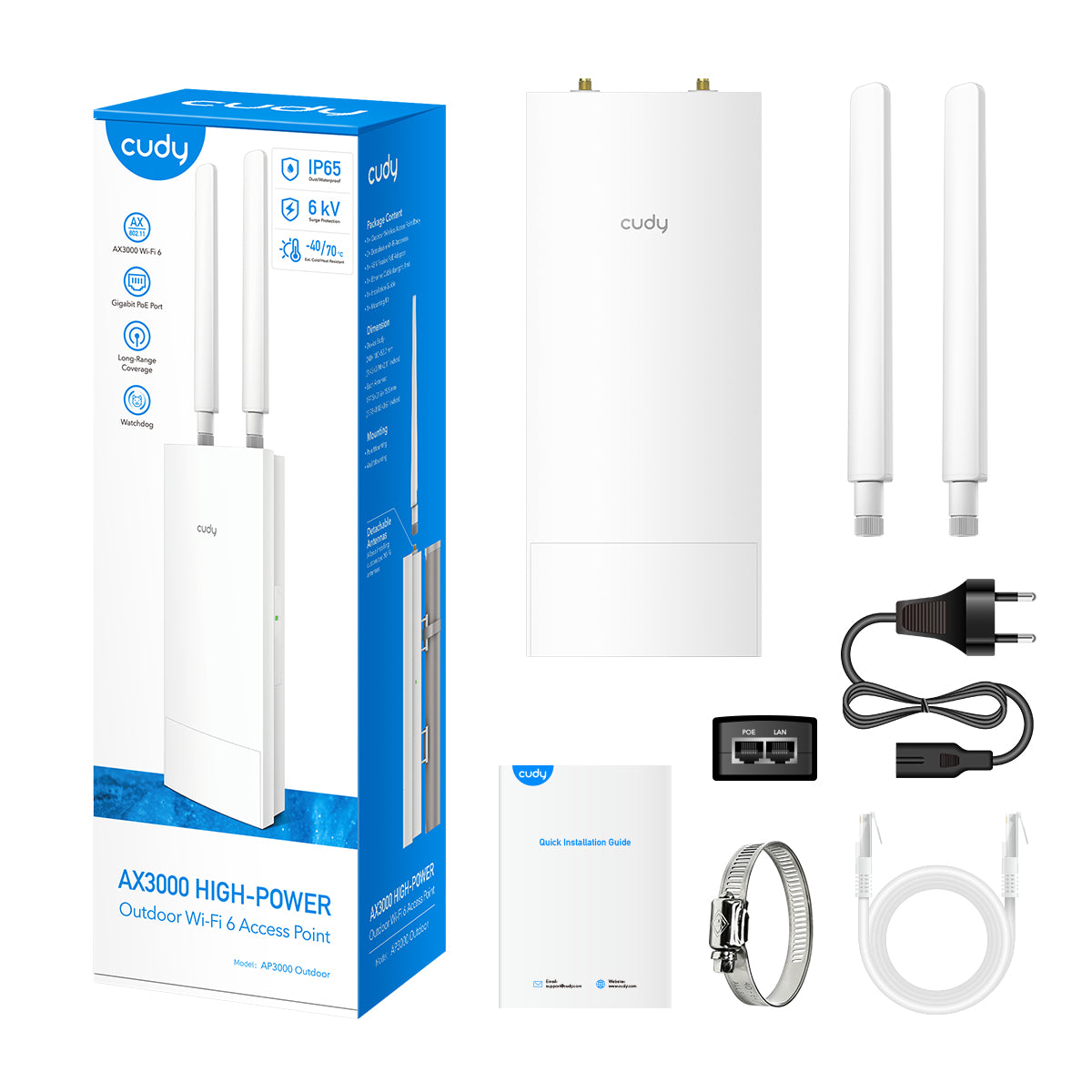 Cudy Indoor/Outdoor AX3000 High-Power Wi-Fi 6 Access Point