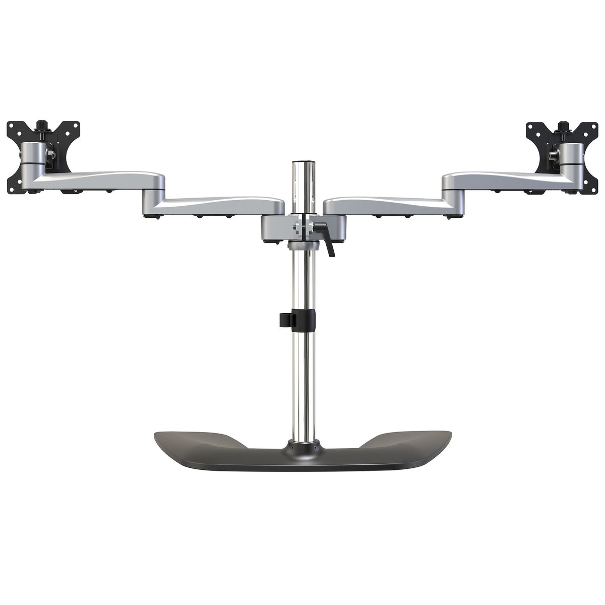 StarTech.com Dual Monitor Stand - Ergonomic Desktop Monitor Stand for up to 32" (17.6lb/8kg) VESA Displays - Free-Standing Articulating Universal Computer Monitor Mount - Adjustable Height - Silver