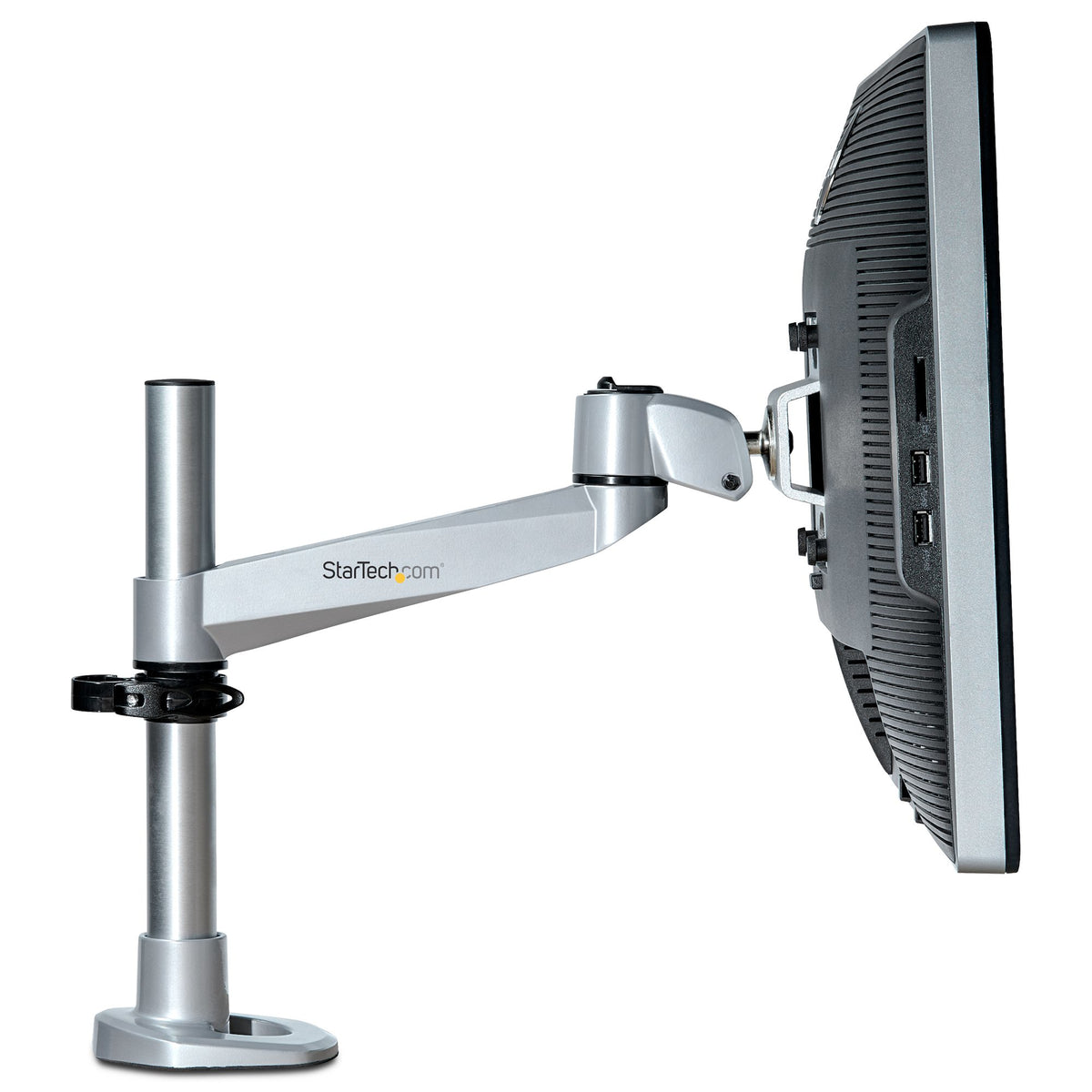 StarTech.com Desk Mount Monitor Arm - VESA or Apple iMac/Thunderbolt or Ultrawide Display up to 49" (30.9lb/14kg) - Articulating Height Adjustable Single Desktop Monitor Pole Mount - Clamp/Grommet - TAA