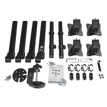 StarTech.com Desk Mount Quad Monitor Arm - Ergonomic VESA 4 Monitor Mount 2x2 up to 27" (17.6lb/8kg) - Articulating & Height Adjustable Pole Mount - Tilt/Swivel/Rotate LCD/LED Screen - Desk Clamp/Grommet