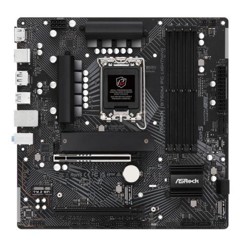 Asrock B760M PG LIGHTNING, Intel B760, 1700, Micro ATX, 4 DDR5, HDMI, DP, 2.5G LAN, PCIe5, 3x M.2