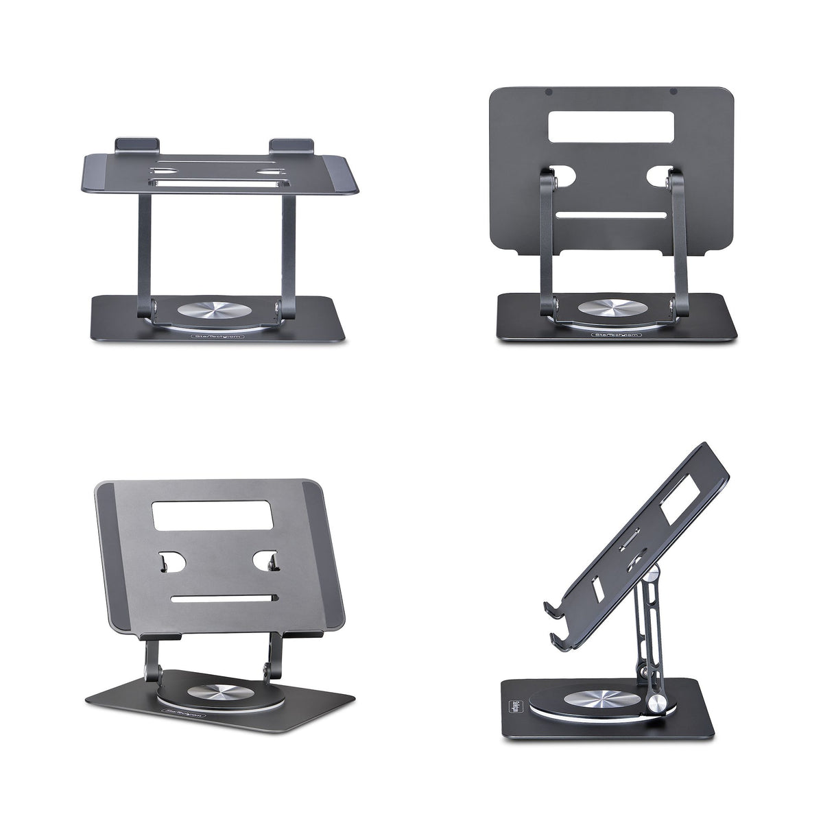 StarTech.com Rotating Laptop Stand, 360 Swivel, Ergonomic Desk Riser for Computer, Elevated Tray w/ Adjustable Tilt, Max 11lb/5kg, Aluminum Build, Portable Design