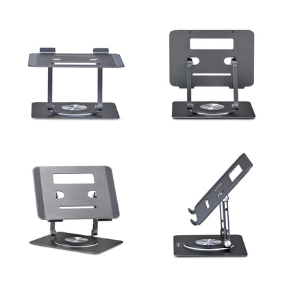 StarTech.com Rotating Laptop Stand, 360 Swivel, Ergonomic Desk Riser for Computer, Elevated Tray w/ Adjustable Tilt, Max 11lb/5kg, Aluminum Build, Portable Design