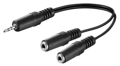 MicroConnect 3.5mm Minijack Adapter, 0.2m 3.5mm Minijack Y Adapter Cable 3.5 mm Minijack, 1 x male to 2 x female mono