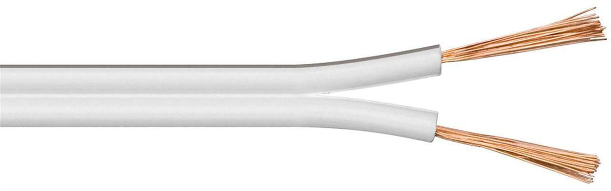MicroConnect Speaker cable, 100m, 2x0,75mm² White cable diameter 2x0.75 mm², CCA cable: 2x24/0,20 mm, O.D: 2.5 x 5 mm