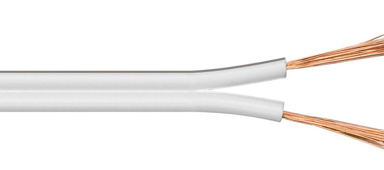 MicroConnect Speaker cable, 25m, 2x2,5mm², white cable diameter 2 x 2,5 mm² CCA cable: 2x50/0,25 mm, outer: 3,8*8,0 mm.