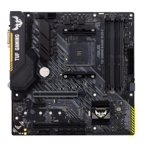 Asus TUF GAMING B450M-PLUS II, AMD B450, AM4, Micro ATX, 4 DDR4, XFire, DVI, HDMI, RGB Lighting, M.2