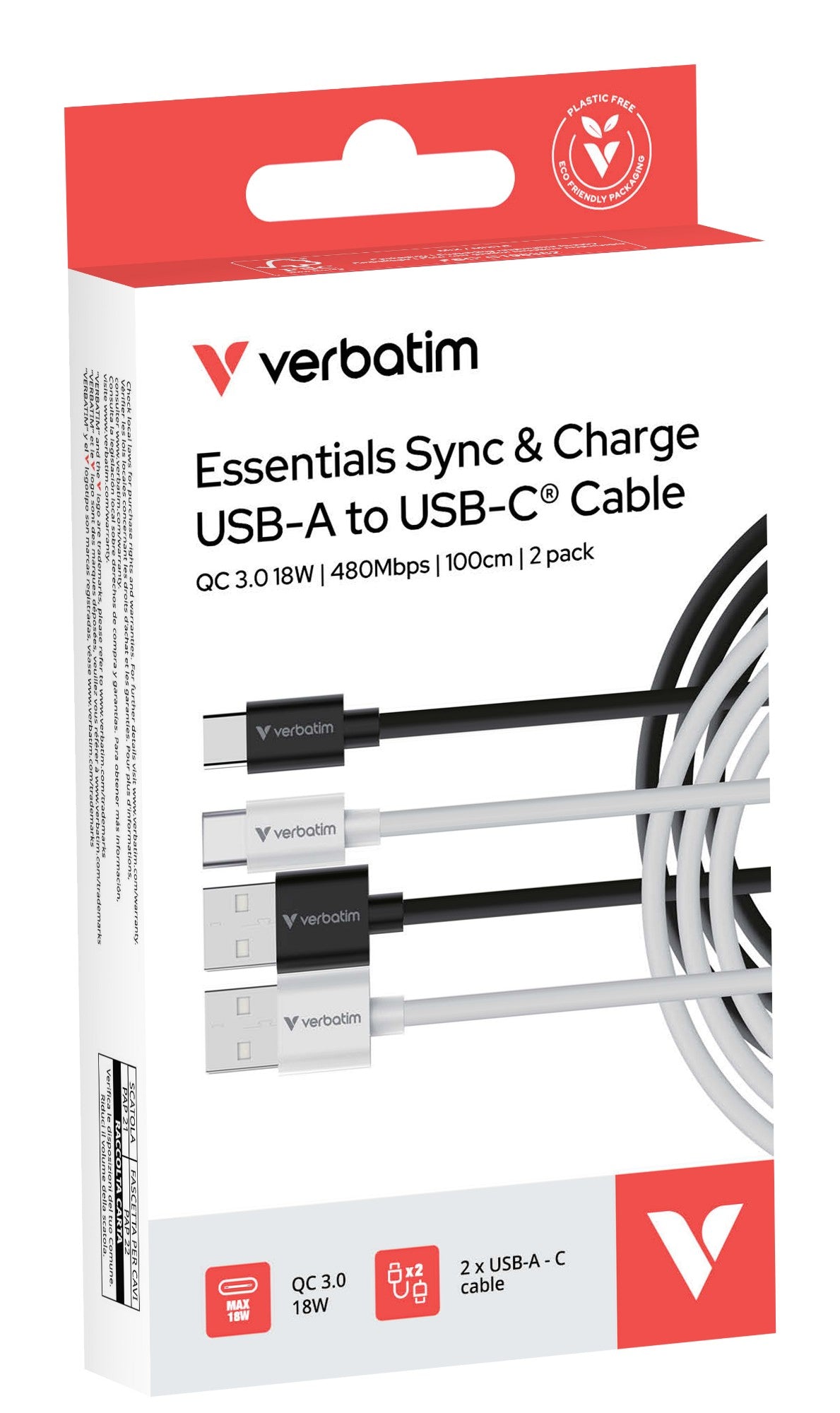 Verbatim Essentials Sync & Charge USB-A to C Cables
