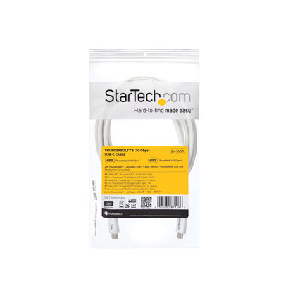 StarTech.com 6.6ft (2m) Thunderbolt 3 Cable, 20Gbps, 100W PD, 4K, Thunderbolt Certified, Compatible with Thunderbolt 4/USB 3.2/DisplayPort