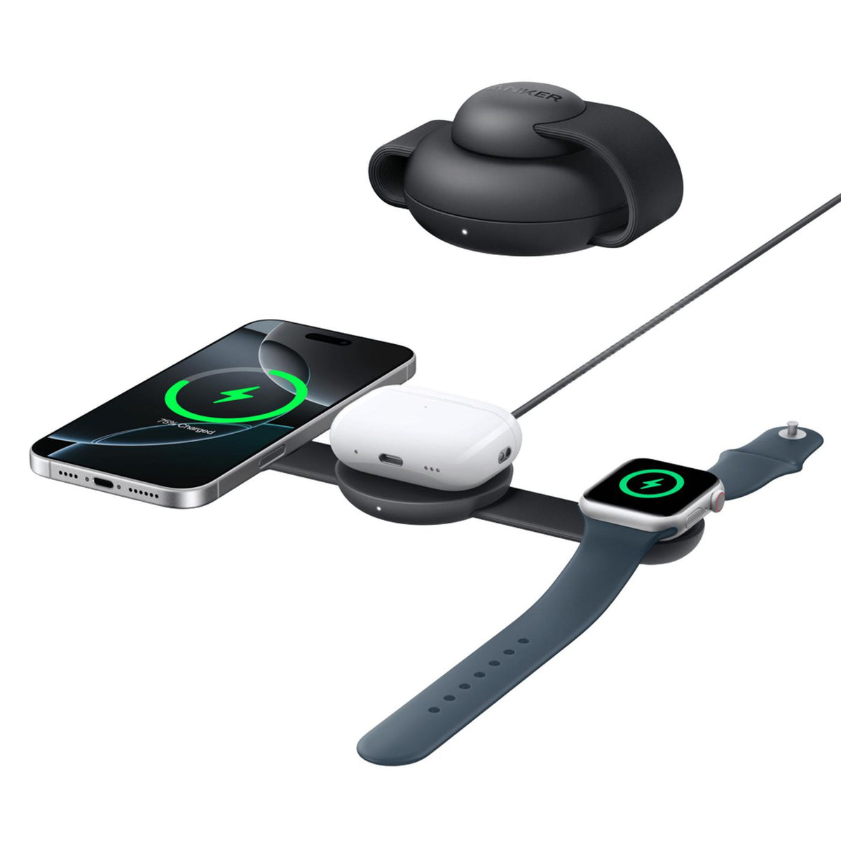Anker Mobile Device Charger Headphones, Headset, Smartphone, Smartwatch Black Wireless Charging Fast Charging Indoor