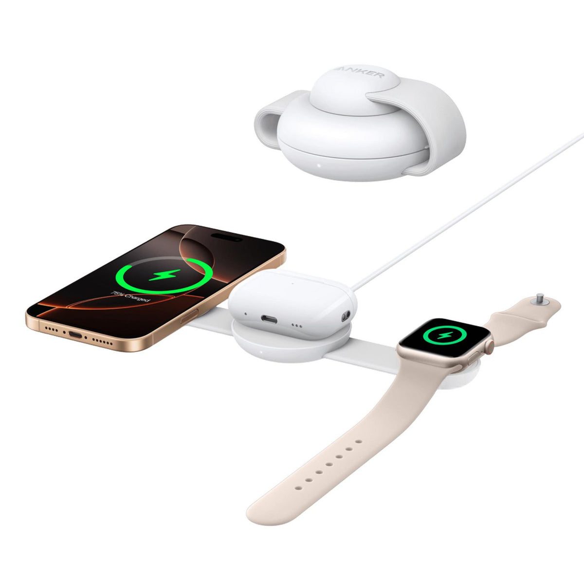 Anker Mobile Device Charger Headphones, Headset, Smartphone, Smartwatch White Wireless Charging Fast Charging Indoor