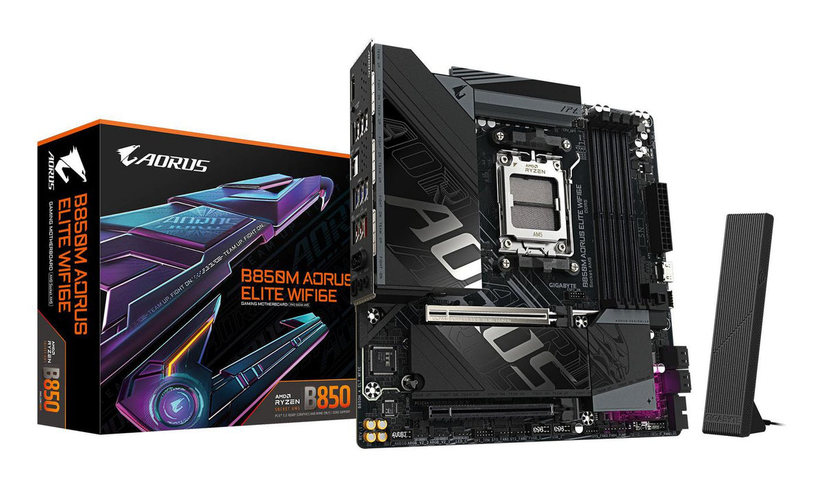 Gigabyte B850M Aorus Elite Wifi6E Motherboard - Amd Ryzen 9000 Series Cpus, 12+2+2 Phases Digital Vrm, Up To 8200Mhz Ddr5 (Oc), 1Xpcie 5.0 +
