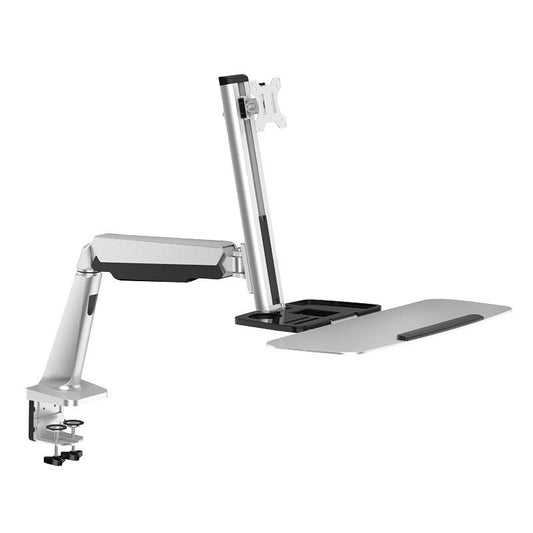 LogiLink Sit-stand workstation monitor desk mount, 13-32" BP0040, Clamp, 8 kg, 33 cm (13"), 81.3 cm (32"), 100 x 100 mm, Aluminum