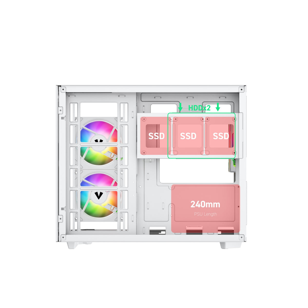 VIDA EDGE MINI MATX ARGB WHITE CASE Cube