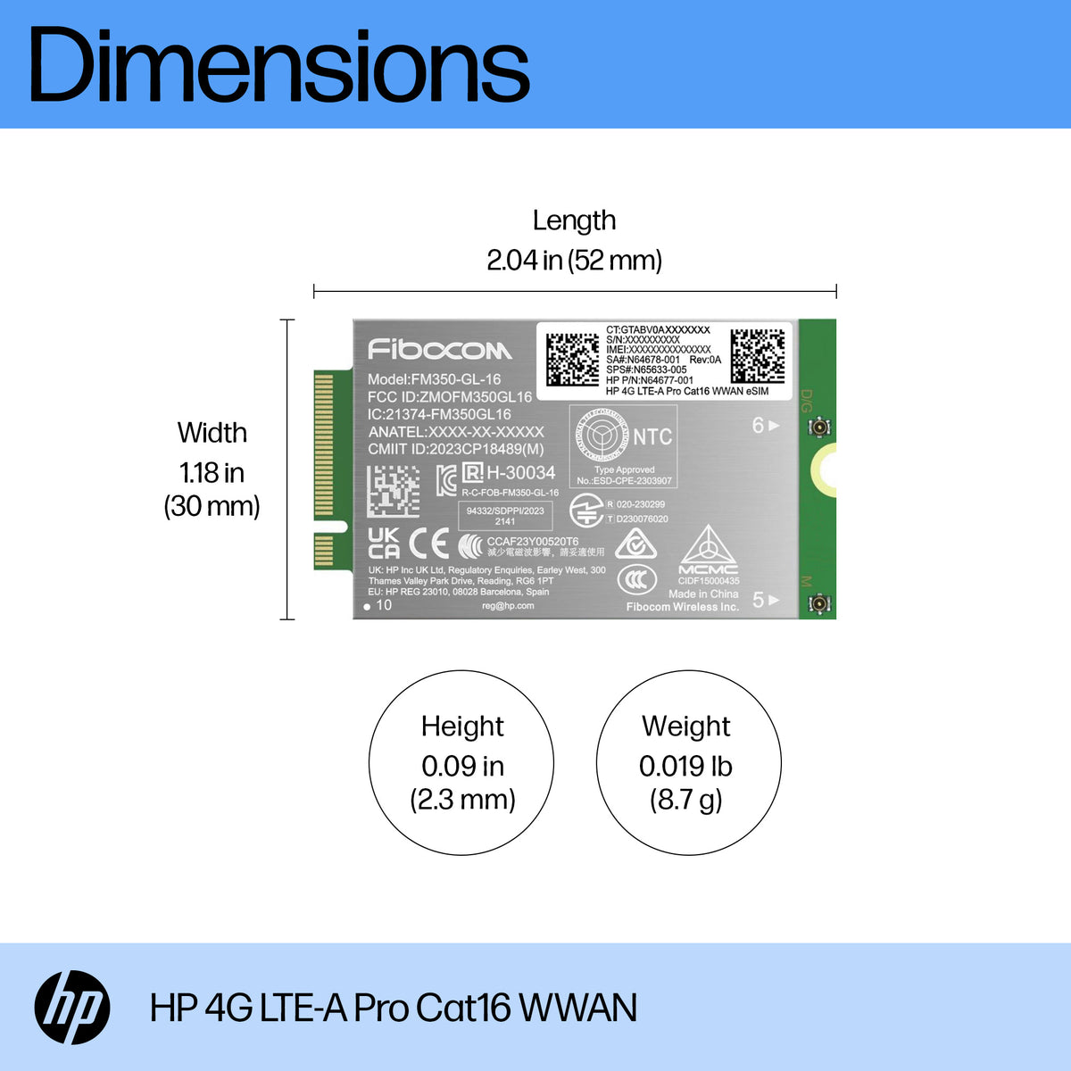 HP 4G LTE-A Pro Cat16 WWAN Internal