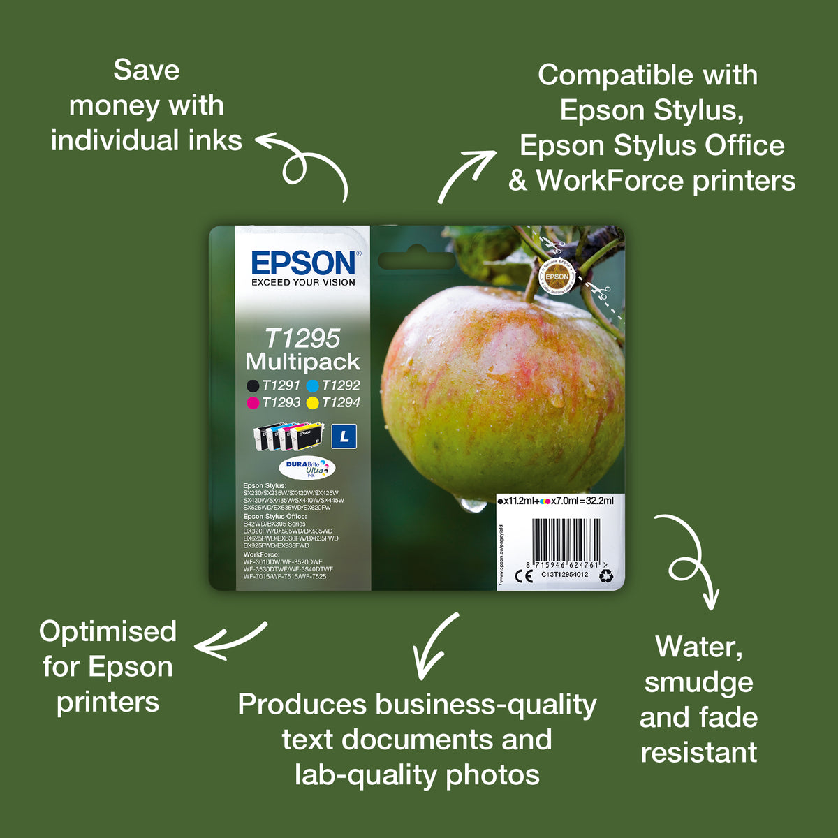 Epson C13T12914012/T1291 Ink cartridge black high-capacity, 380 pages ISO/IEC 19752 11.2ml for Epson Stylus BX 320/SX 235 W/SX 420/SX 525/WF 3500