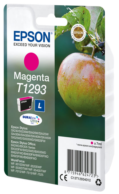 Epson C13T12934012/T1293 Ink cartridge magenta high-capacity, 330 pages ISO/IEC 19752 7ml for Epson Stylus BX 320/SX 235 W/SX 420/SX 525/WF 3500