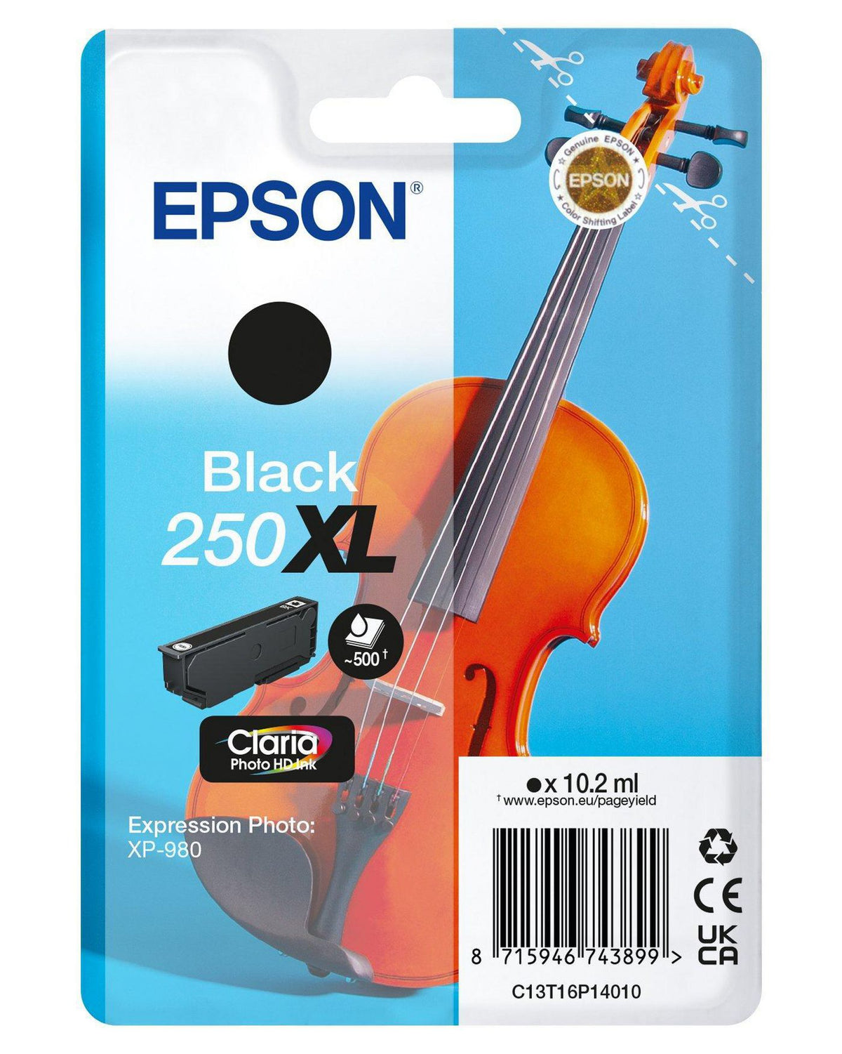 Epson 250Xlviolin Claria Photo Hd Ink Cartridge 1 Pc(S) Original High (Xl) Yield Black