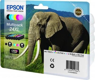 Epson T2438 Multipack 6-colours XL Elephant Multipack 6-colours 24XL Claria Photo HD Ink, Original, Pigment-based ink, Black,Cyan,Light
