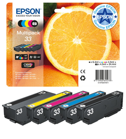 Epson C13T33374011/33 Ink cartridge multi pack Bk,C,M,Y,PBK EasyMail 6,4ml+4x4,5ml Pack=5 for Epson XP 530