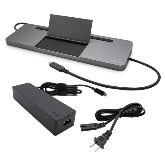 i-tec Metal Sb-C Ergonomic 4K 3X Display Docking Station With Power Delivery 85 W + Universal Charger 100 W